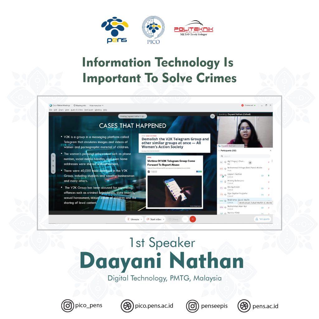 First session by Dayaani Nathan with the topic "Information Technology Is Important To Solve Crimes"