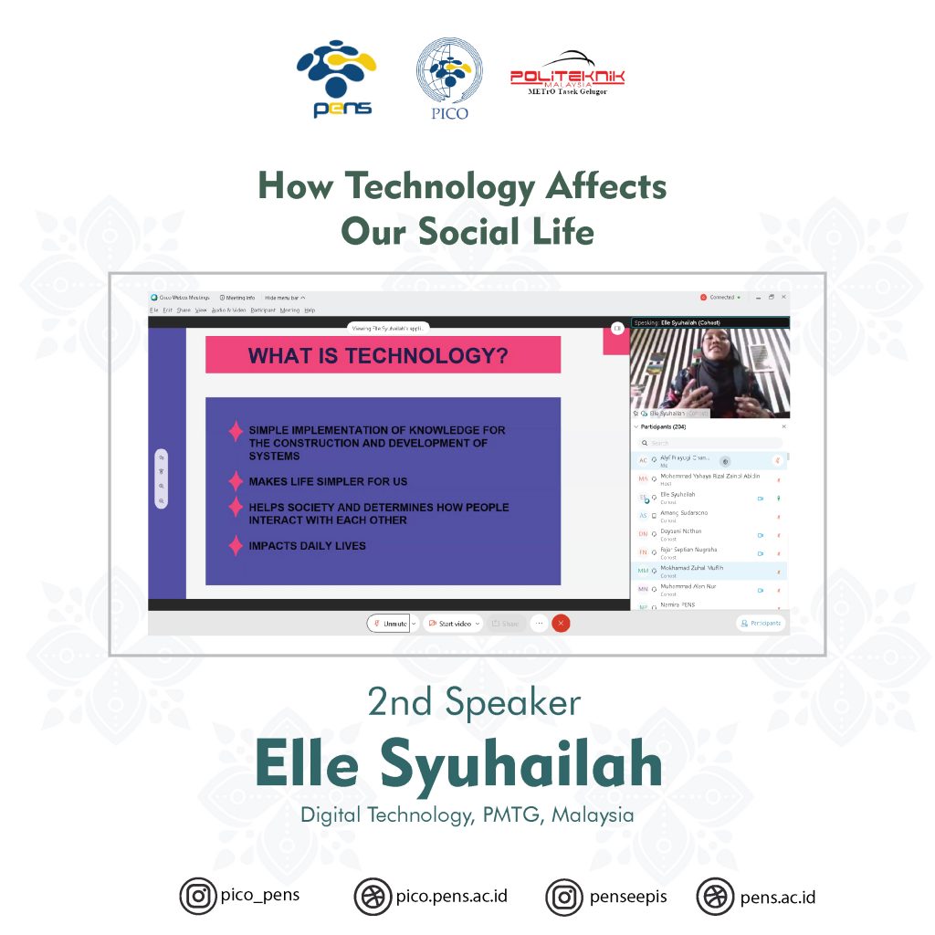 Second session by Elle Syuhailah with the topic "How Technology Affects Our Social Life"